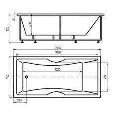 Акриловая гидромассажная ванна 160х75 см пневматическое управление стандартные форсунки Aquatek Феникс-160