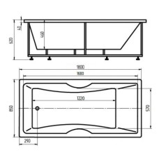 Акриловая гидромассажная ванна 180х85 см пневматическое управление плоские форсунки Aquatek Феникс-180