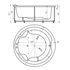 Акриловая гидромассажная ванна 180х180 см пневматическое управление стандартные форсунки+спинной массаж 6 форсунок Aquatek Аура