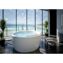 Акриловая гидромассажная ванна 180х180 см пневматическое управление плоские форсунки+спинной массаж 6 форсунок Aquatek Аура