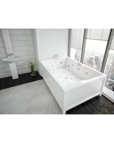 Акриловая гидромассажная ванна 190х130 см пневматическое управление стандартные форсунки+спинной массаж 12 форсунок Aquatek Дорадо