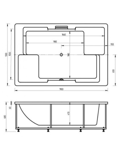 Акриловая гидромассажная ванна 190х130 см пневматическое управление премиум форсунки+спинной массаж 12 форсунок Aquatek Дорадо