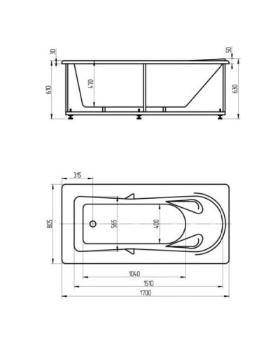 Акриловая гидромассажная ванна 170х80,5 см пневматическое управление стандартные форсунки Aquatek Леда