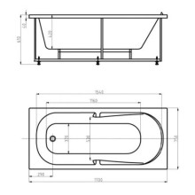 Акриловая гидромассажная ванна 170х75 см пневматическое управление стандартные форсунки Aquatek Лея