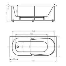Акриловая гидромассажная ванна 170х75 см пневматическое управление стандартные форсунки Aquatek Лея