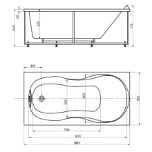 Акриловая гидромассажная ванна 180х90 см пневматическое управление стандартные форсунки Aquatek Мартиника