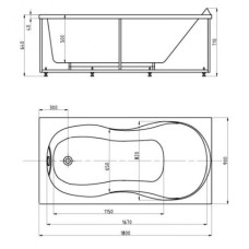 Акриловая гидромассажная ванна 180х90 см пневматическое управление стандартные форсунки Aquatek Мартиника