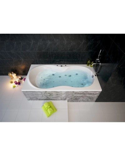 Акриловая гидромассажная ванна 180х90 см пневматическое управление плоские форсунки Aquatek Мартиника