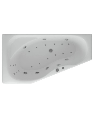Акриловая гидромассажная ванна 170х95 см левая пневматическое управление премиум форсунки Aquatek Медея