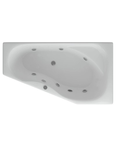 Акриловая гидромассажная ванна 170х95 см правая пневматическое управление стандартные форсунки Aquatek Медея