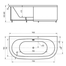 Акриловая гидромассажная ванна 190х90 см пневматическое управление плоские форсунки Aquatek Морфей