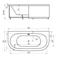 Акриловая гидромассажная ванна 190х90 см пневматическое управление премиум форсунки Aquatek Морфей