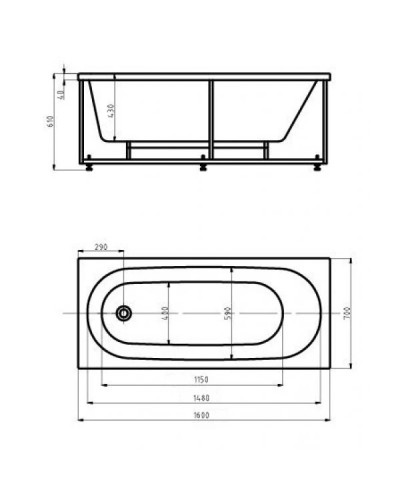 Акриловая гидромассажная ванна 160х70 см пневматическое управление стандартные форсунки Aquatek Оберон-160