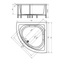 Акриловая гидромассажная ванна 152х152 см пневматическое управление стандартные форсунки Aquatek Юпитер