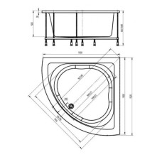 Акриловая гидромассажная ванна 152х152 см пневматическое управление стандартные форсунки Aquatek Юпитер