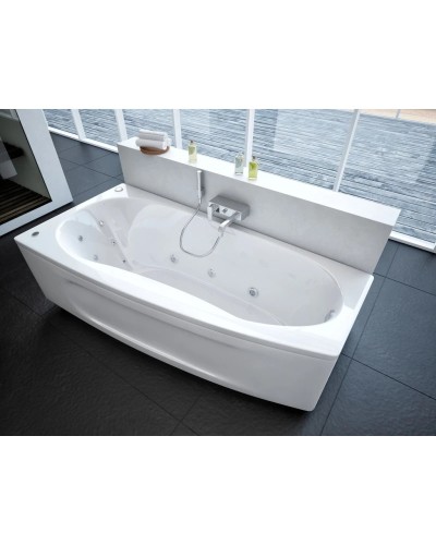 Акриловая гидромассажная ванна 160х75 см левая пневматическое управление плоские форсунки Aquatek Пандора