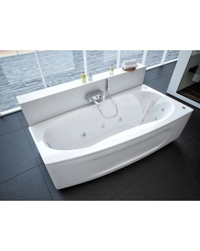 Акриловая гидромассажная ванна 160х75 см правая пневматическое управление плоские форсунки Aquatek Пандора