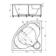 Акриловая гидромассажная ванна 164х164 см пневматическое управление стандартные форсунки+спинной массаж 12 форсунок Aquatek Сириус