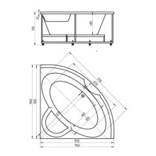 Акриловая гидромассажная ванна 156х156 см пневматическое управление премиум форсунки Aquatek Поларис 2