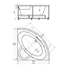 Акриловая гидромассажная ванна 156х156 см пневматическое управление премиум форсунки Aquatek Поларис 2