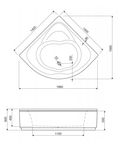 Акриловая ванна 140х140 см Cezares Cetina CETINA-140-140-41