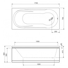Акриловая ванна 170х75 см Cezares Modena MODENA-170-75-41