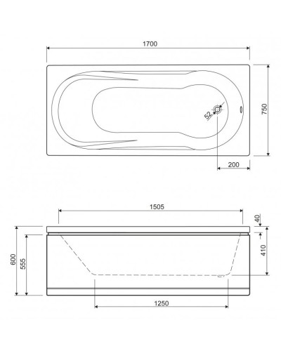 Акриловая ванна 170х75 см Cezares Modena MODENA-170-75-41