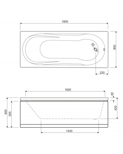 Акриловая ванна 180х80 см Cezares Modena MODENA-180-80-42