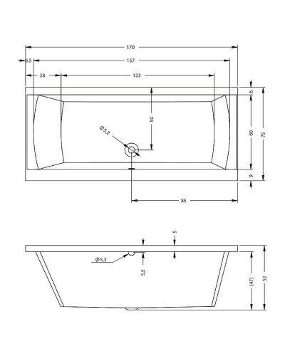 Акриловая ванна Riho Julia 170x75 B011001005 (BA5300500000000) без гидромассажа