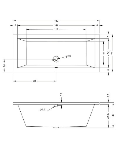 Акриловая ванна Riho Lusso 160x70 B013001005 (BA5700500000000) без гидромассажа