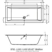 Акриловая ванна Riho Lugo 180х80 R B133015005 (BD6300500000000) без гидромассажа
