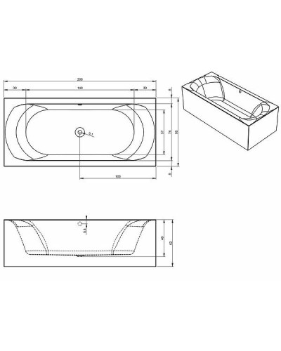 Акриловая ванна Riho Linares 200х90 R B144011005 (BD5900500000000) без гидромассажа