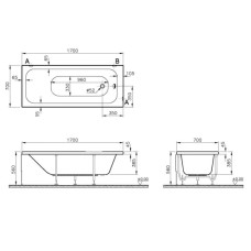 Акриловая ванна 170х70 см Vitra Balance 55180001000