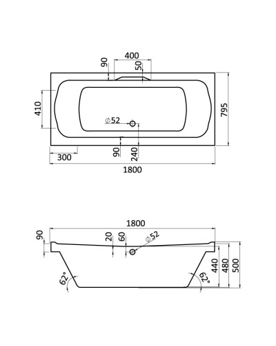 Акриловая ванна 180х80 см Santek Корсика 1.WH11.1.981