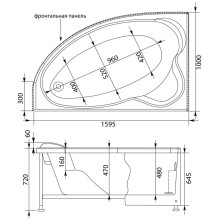 Акриловая ванна 159,5x100 см левая Aquanet Sarezo 00205548