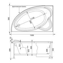 Акриловая ванна 149,8x100 см левая Aquanet Mayorca 00205403