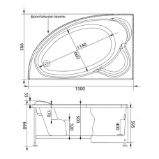 Акриловая ванна 149,8x100 см левая Aquanet Mayorca 00205403