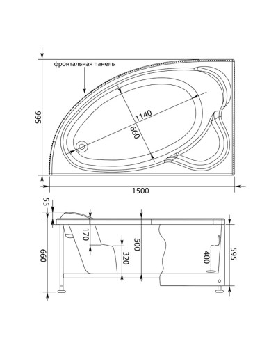 Акриловая ванна 149,8x100 см левая Aquanet Mayorca 00205403