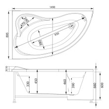 Акриловая ванна 149x89,5 см левая Aquanet Atlanta 00205402