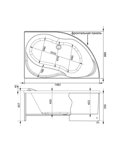 Акриловая ванна 148,3x88,8 см правая Aquanet Graciosa 00205389