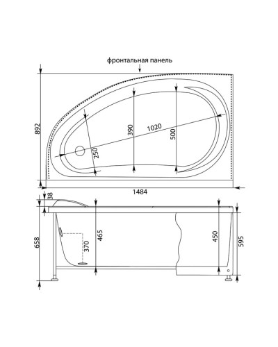 Акриловая ванна 148,4x89,2 см левая Aquanet Maldiva 00205519