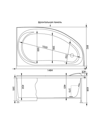 Акриловая ванна 148,4x89,2 см правая Aquanet Maldiva 00205445
