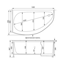 Акриловая ванна 168,5x89,5 см левая Aquanet Augusta 00205463