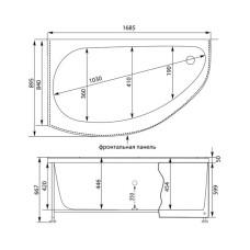 Акриловая ванна 168,5x89,5 см левая Aquanet Augusta 00205463