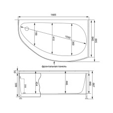 Акриловая ванна 168,5x89,5 см правая Aquanet Augusta 00205467