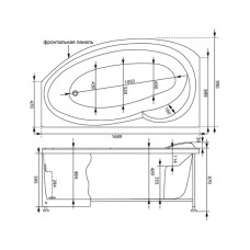 Акриловая ванна 168,9,x99 см левая Aquanet Jersey 00205405