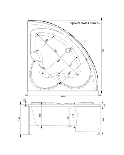 Акриловая ванна 149x149 см Aquanet Manila 00205522