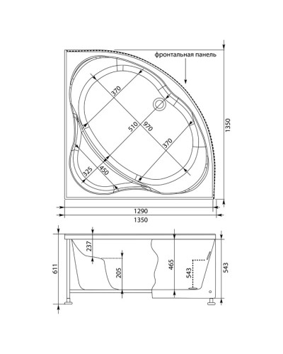 Акриловая ванна 135x135 см Aquanet Vitoria 00205371