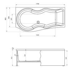 Акриловая ванна 170х85,3 см левая Aquanet Nicol 00205529