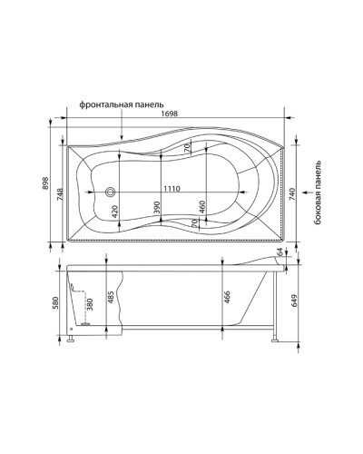 Акриловая ванна Aquanet Borneo 170x90 L 00205286